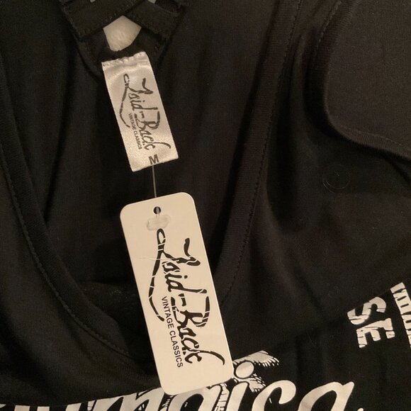 Laid Back Jamaica One Love Black Tank top Palm Trees NEW NWT Womens SIze Medium - Picture 4 of 7